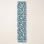 Pheasant and Hare Pattern, Indigo Blue and White Scarf<br><div class="desc">Long scarf in a William Morris,  Art Nouveau wallpaper design of pheasants and hares set among leaves,  vines and flowers - white on an indigo / denim blue background</div>
