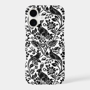 Pheasant and Hare Pattern, White and Black
