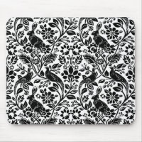 Pheasant and Hare Pattern, White and Black