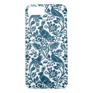 Pheasant and Hare Pattern, White and Dark Blue  iPhone 8/7 Case