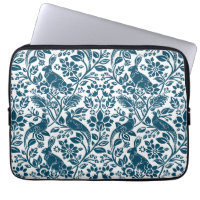 Pheasant and Hare Pattern, White and Dark Blue 