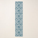Pheasant and Hare Pattern, White and Indigo Blue  Scarf<br><div class="desc">Long scarf in a William Morris,  Art Nouveau wallpaper design of pheasants and hares set among leaves,  vines and flowers - indigo / denim blue on a white background</div>