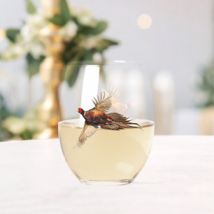 Pheasant , Art Stemless Wine Glass
