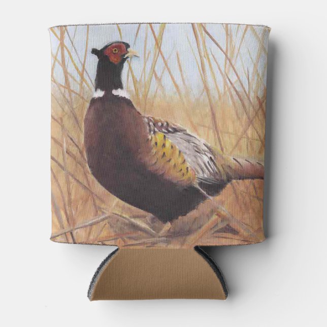 Pheasant Bird Art Can Cooler (Front)
