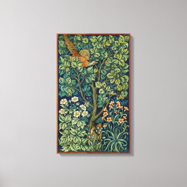 Pheasant Bird in a Tree (by William Morris) Canvas Print (Front)