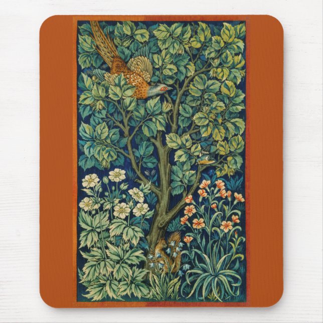 Pheasant Bird in a Tree (by William Morris) Mouse Mat (Front)