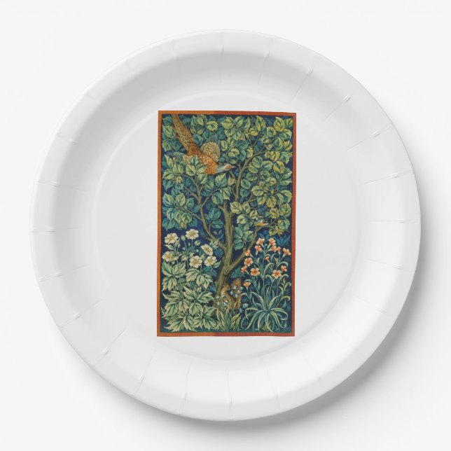 Pheasant Bird in a Tree (by William Morris) Paper Plate (Front)