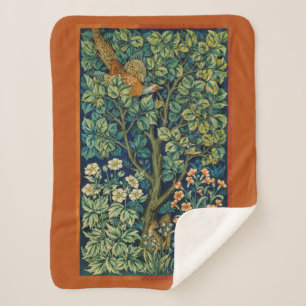 Pheasant Bird in a Tree (by William Morris) Sherpa Blanket