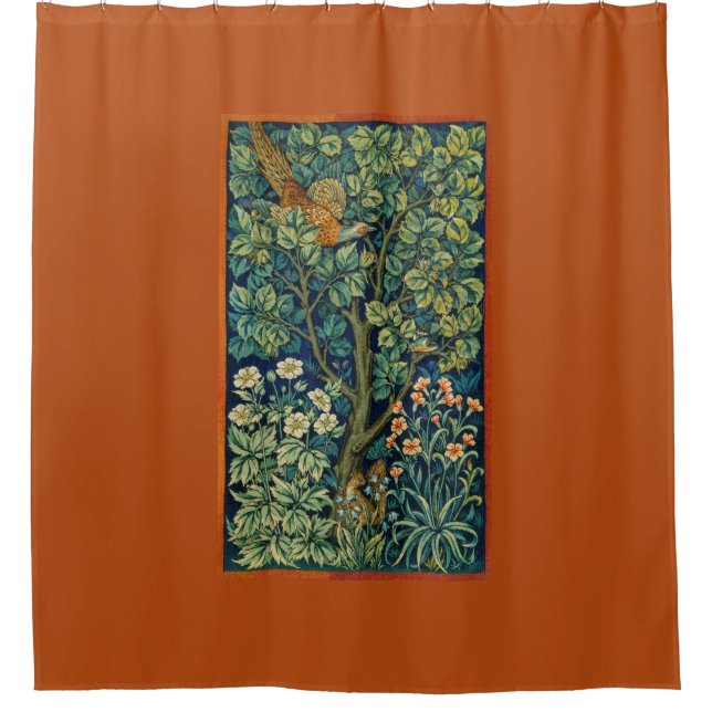 Pheasant Bird in a Tree (by William Morris) Shower Curtain (Front)