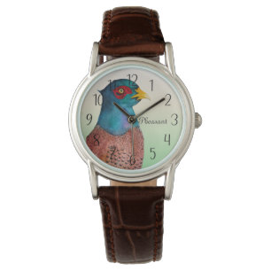 Pheasant Bird Watercolor Painting Watch