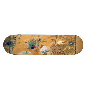 Pheasant Birds Partridge Animal Floral Skateboard