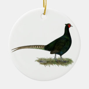 Pheasant Black Rooster Ceramic Tree Decoration