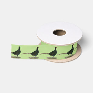 Pheasant Black Rooster Satin Ribbon
