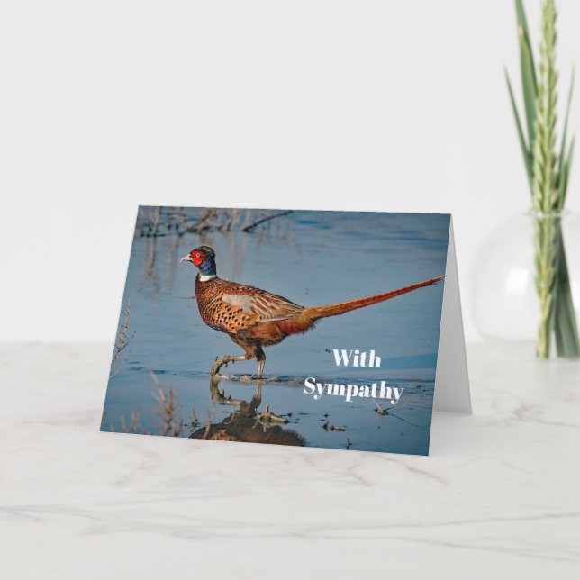 Pheasant Blue Water Photo Sympathy Card (Front)