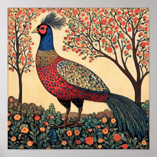 Pheasant Cottagecore Vintage Painting Print