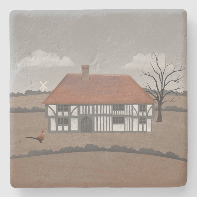 Pheasant Farmhouse Stone Coaster (Front)
