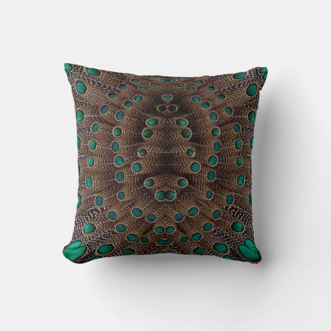 Pheasant Feather Fractal Design Cushion (Front)