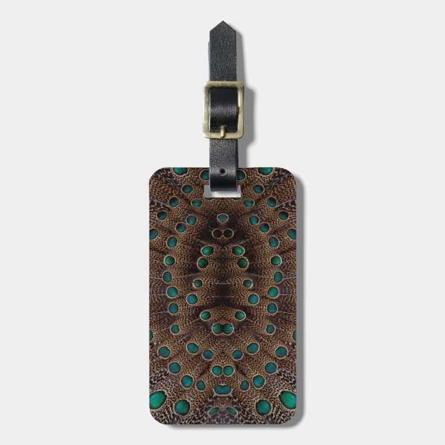 Pheasant Feather Fractal Design Luggage Tag (Front Vertical)
