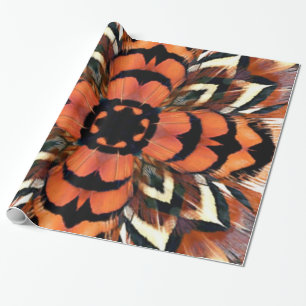 Pheasant Feather Kaleidoscope Party Wrapping Paper