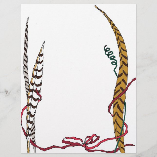 Pheasant Feathers Nature Letterhead Stationery (Front)