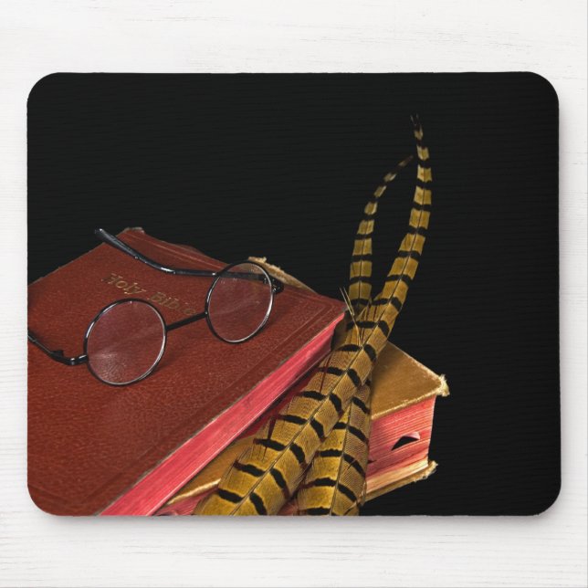 Pheasant feathers on Bible Mouse Mat (Front)