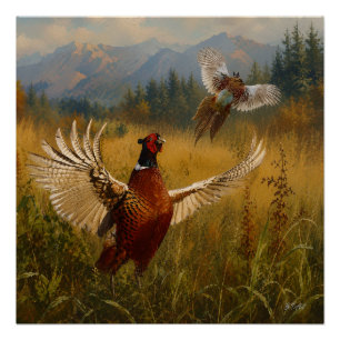 Pheasant Forever – Upland Hunting Wildlife Art Poster