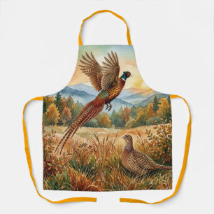 Pheasant Forever . Watercolor art Apron