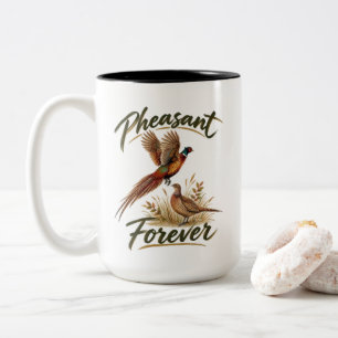 Pheasant Forever . Watercolor art Two-Tone Coffee Mug