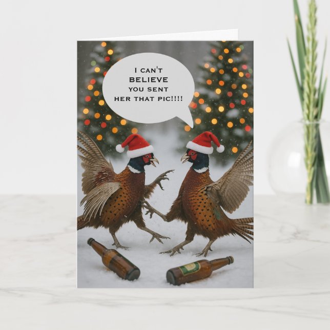 Pheasant funny Christmas card (Front)