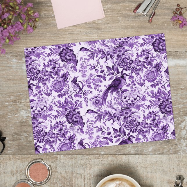 Pheasant Garden Toile de Jouy Purple Tissue Paper (Creator Uploaded)