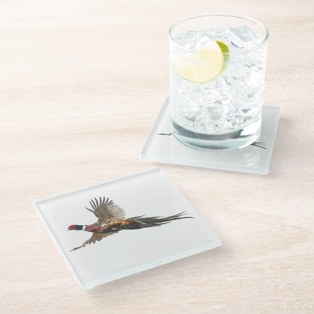 Pheasant  glass coaster (Angled)