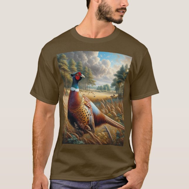 Pheasant Hunting Men's Brown T-Shirt (Front)