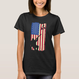 Pheasant Hunting Patriotic American Flag Upland Bi T-Shirt