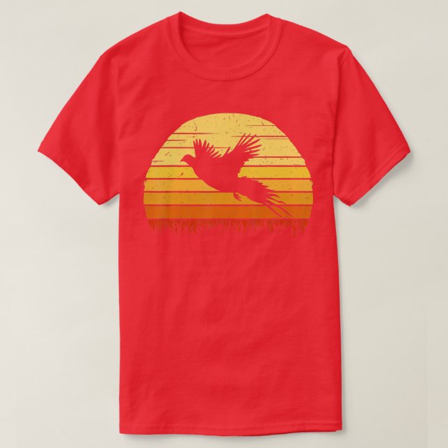 Pheasant Hunting Retro Hunter Flying Bird Shooting T-Shirt (Design Front)