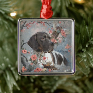 Pheasant Hunting with Pointers, Art   Metal Tree Decoration