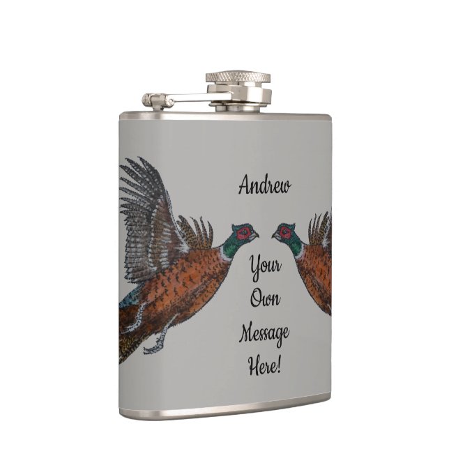 Pheasant in Flight Hip Flask (Right)