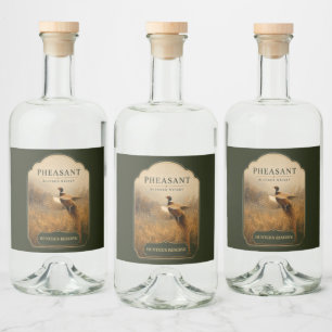 Pheasant in Golden Flight Liquor Bottle Label