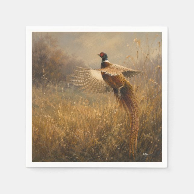 Pheasant in Golden Flight Napkin (Front)
