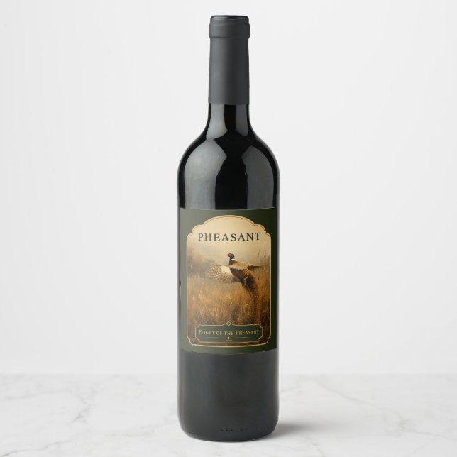 Pheasant in Golden Flight Wine Label (Front)
