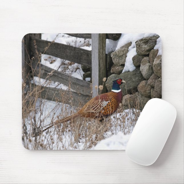 Pheasant in Snow Mouse Mat (With Mouse)