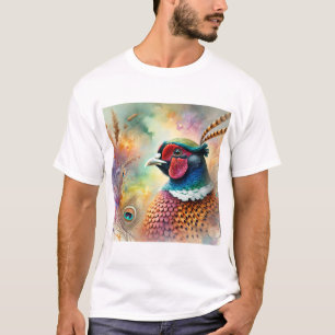Pheasant in Soft Hues 220924AREF130 - Watercolor T-Shirt