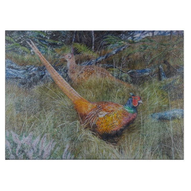 pheasant in woodland art cutting board (Front)