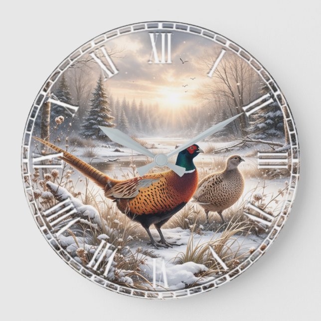 Pheasant  large clock (Front)