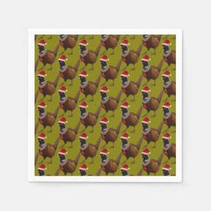 Pheasant pattern Christmas paper party napkins