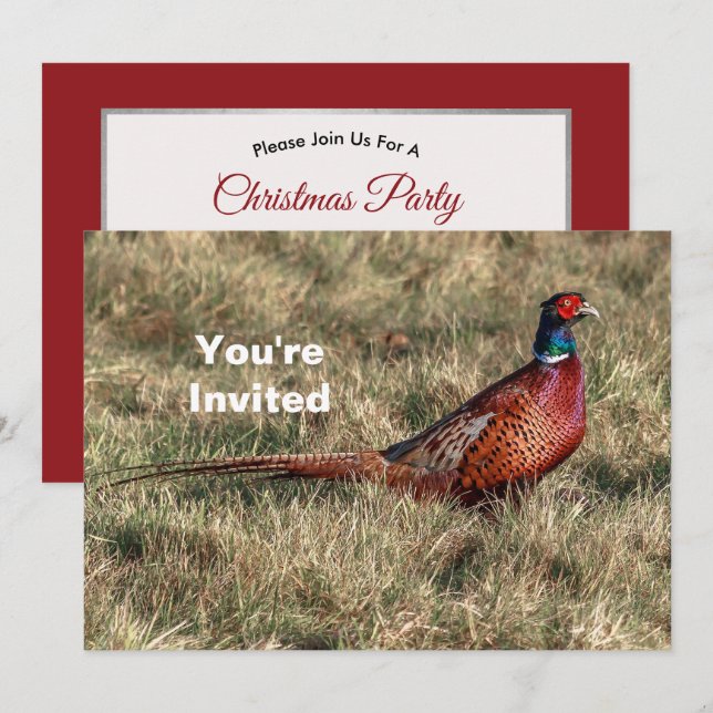 Pheasant Photo Christmas Invitation (Front/Back)