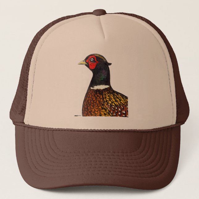 Pheasant:  Ringneck Head Trucker Hat (Front)