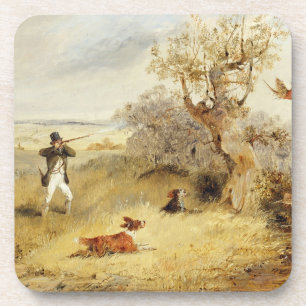Pheasant Shooting (oil on canvas) 2 Coaster