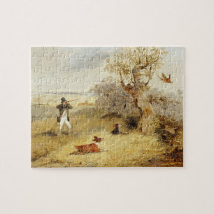 Pheasant Shooting (oil on canvas) 2 Jigsaw Puzzle