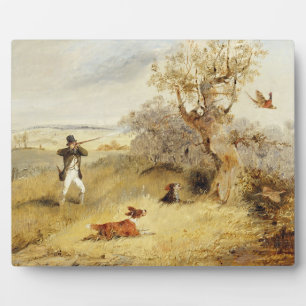 Pheasant Shooting (oil on canvas) 2 Plaque