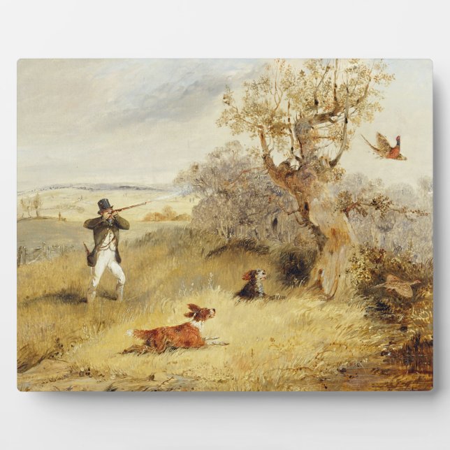 Pheasant Shooting (oil on canvas) 2 Plaque (Front)